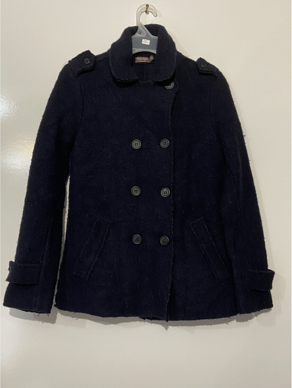 Womens PHASE EIGHT Dark Blue Italy Wool Blend Coat Sz S